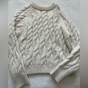 Zara Bejeweled Cream Sweater